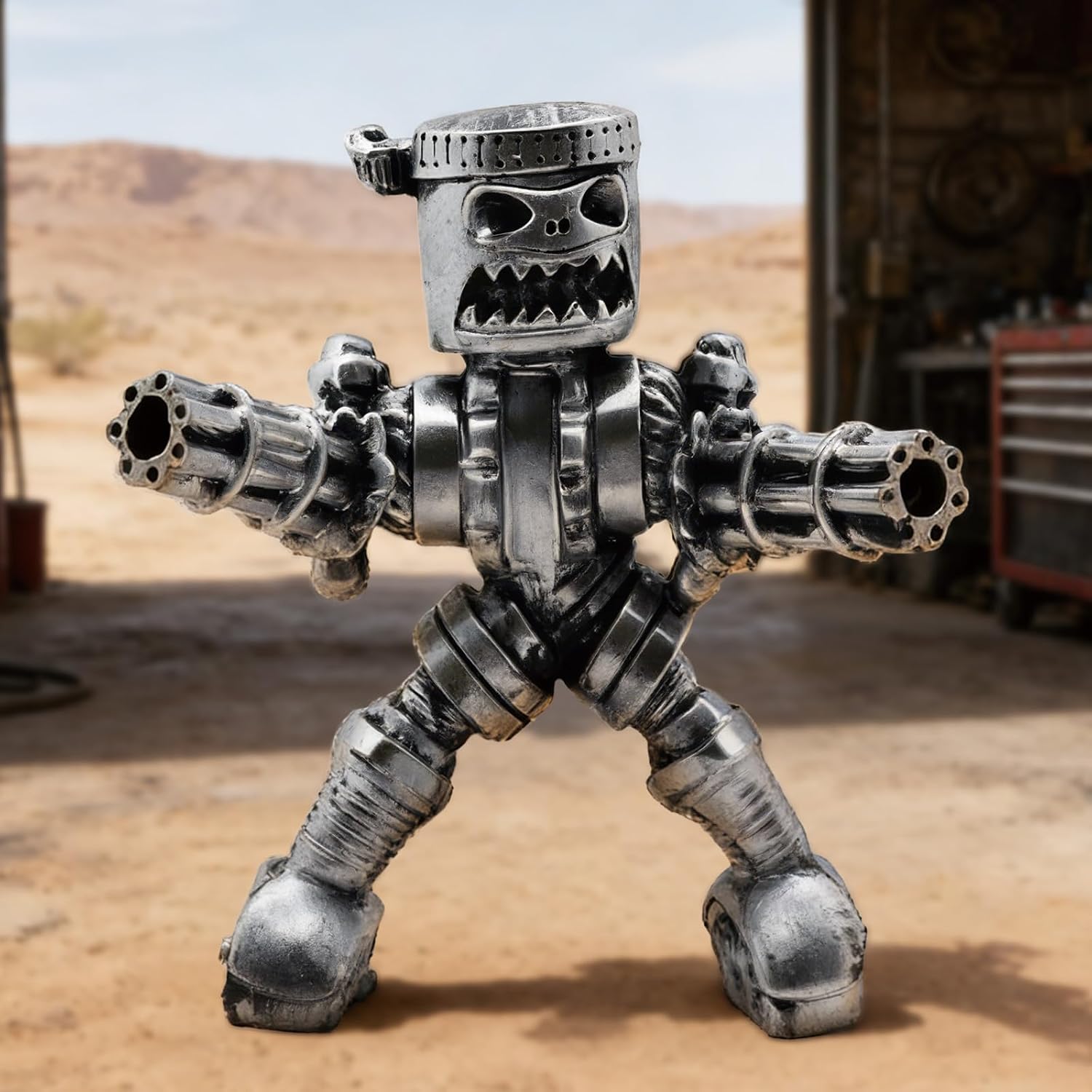 keleton Warrior Resin Sculpture, Machine Gunner Decor, Unique Gift for Men