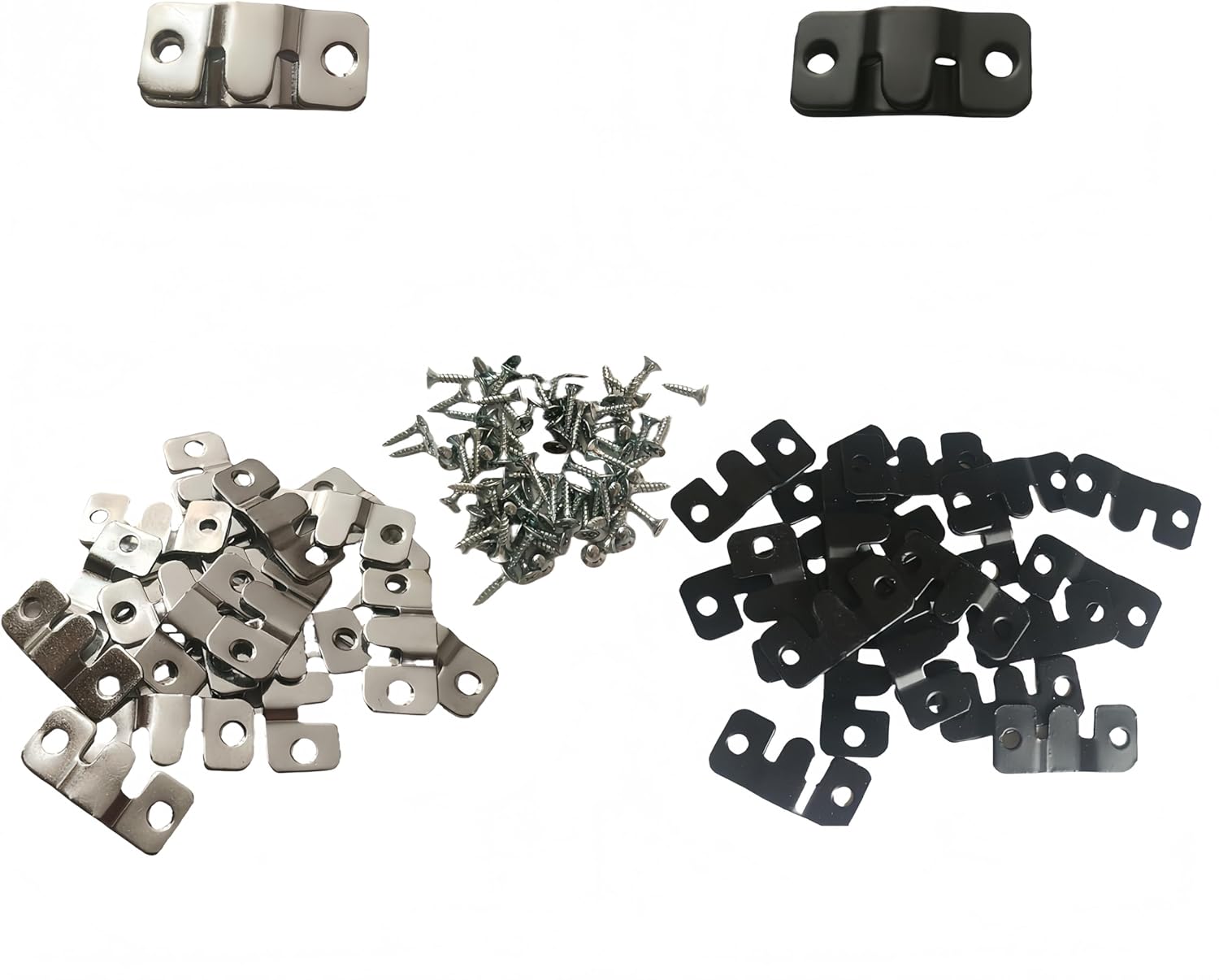 40Pcs Flush Mount Bracket Stainless Steel Interlock Photo Hanging Buckle,(43 x 18.5mm) Heavy Duty Photo Frame Hook Sectional Connector Z Clips Headboard Wall Mounting Brackets with Screws