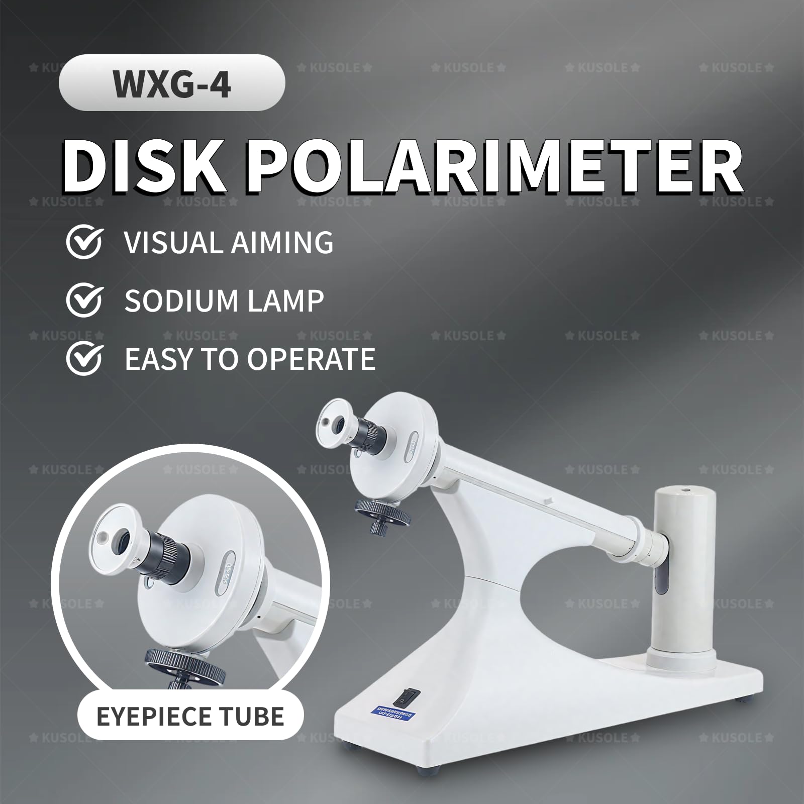 Polarimeter Tester, Manuelle +/- 180° Laborscheibe zur Messung der Probenkonzentration, Reinheit, Zuckergehalt mit Natriumlampe