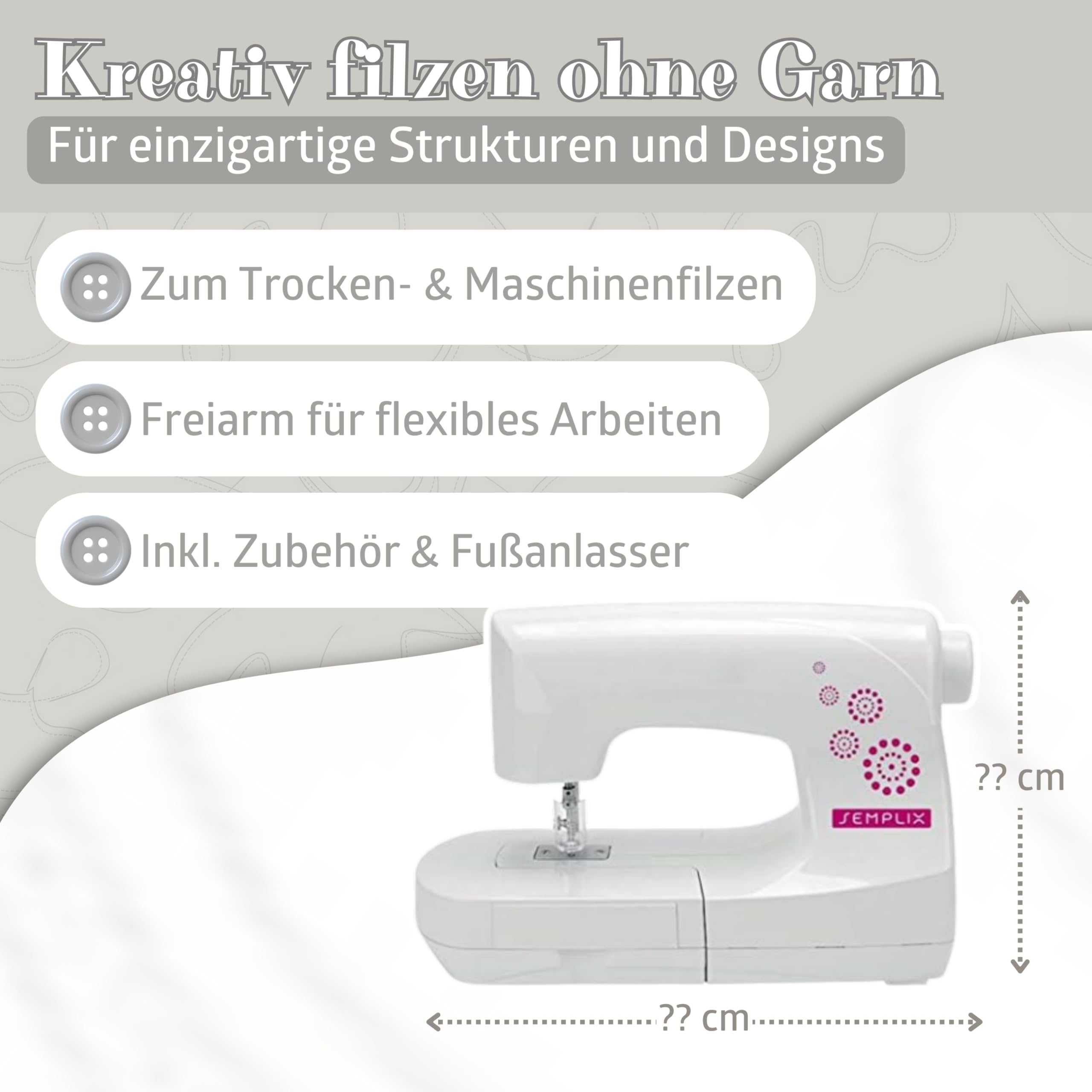 SEMPLIX SP-1000 Nadelfilzmaschine - 5 Nadeln - 800 Stiche - Freiarm | Filzmaschine zum Trockenfilzen, Maschinenfilzen