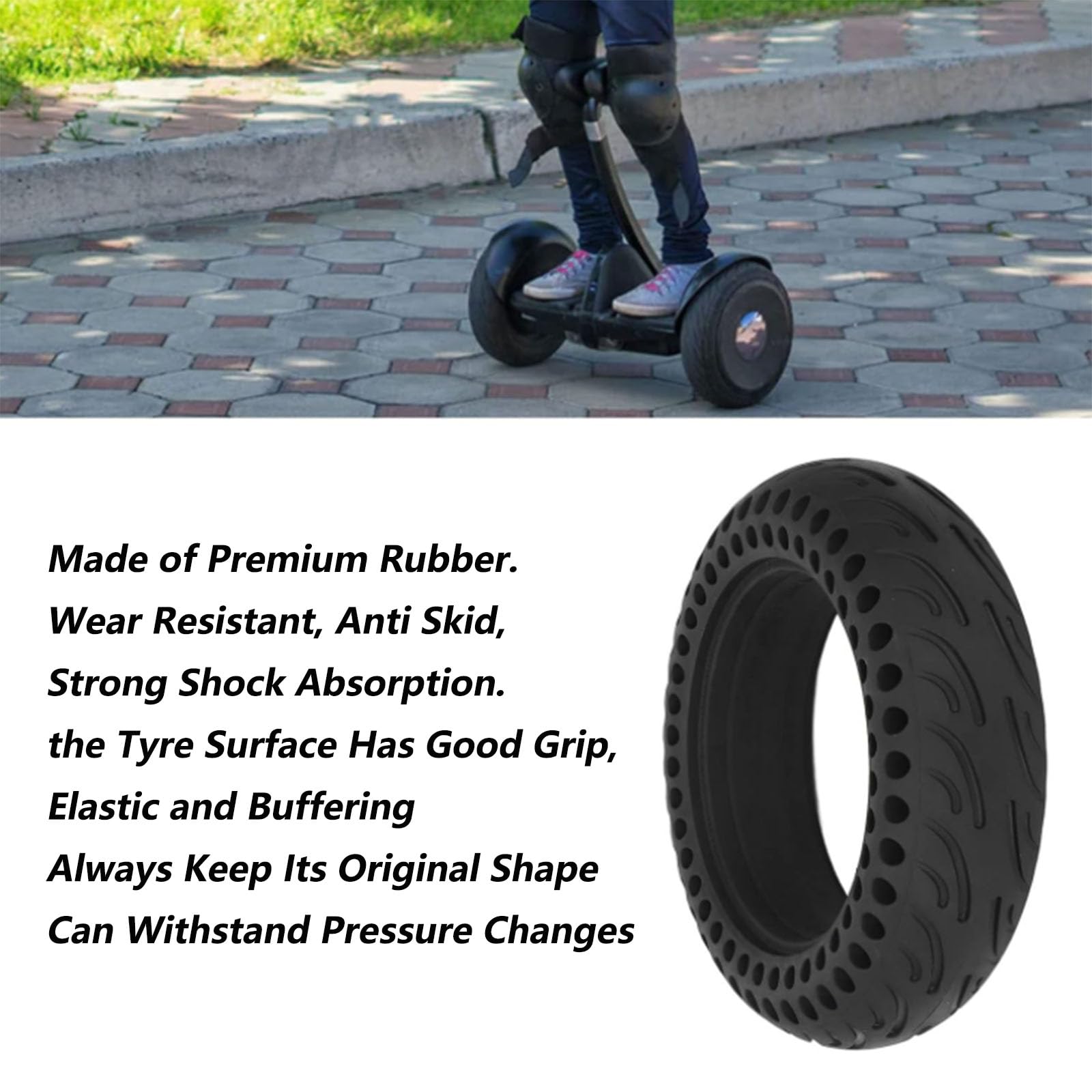 10 * 2.125 Neumático sólido de Nido de Abeja, Piezas de neumáticos de Goma antipinchazos, Ruedas de Repuesto Delanteras o traseras de 10 Pulgadas para neumáticos de Scooter eléctrico sólidos no neumá