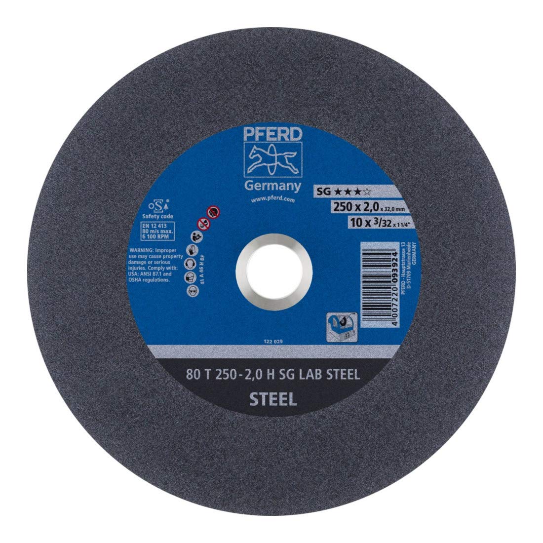 Disques à tronçonner LABOR PFERD 80 T 250-2,0 H SG LAB STEEL/32,0 pour l'acier, lot de 20 pièces