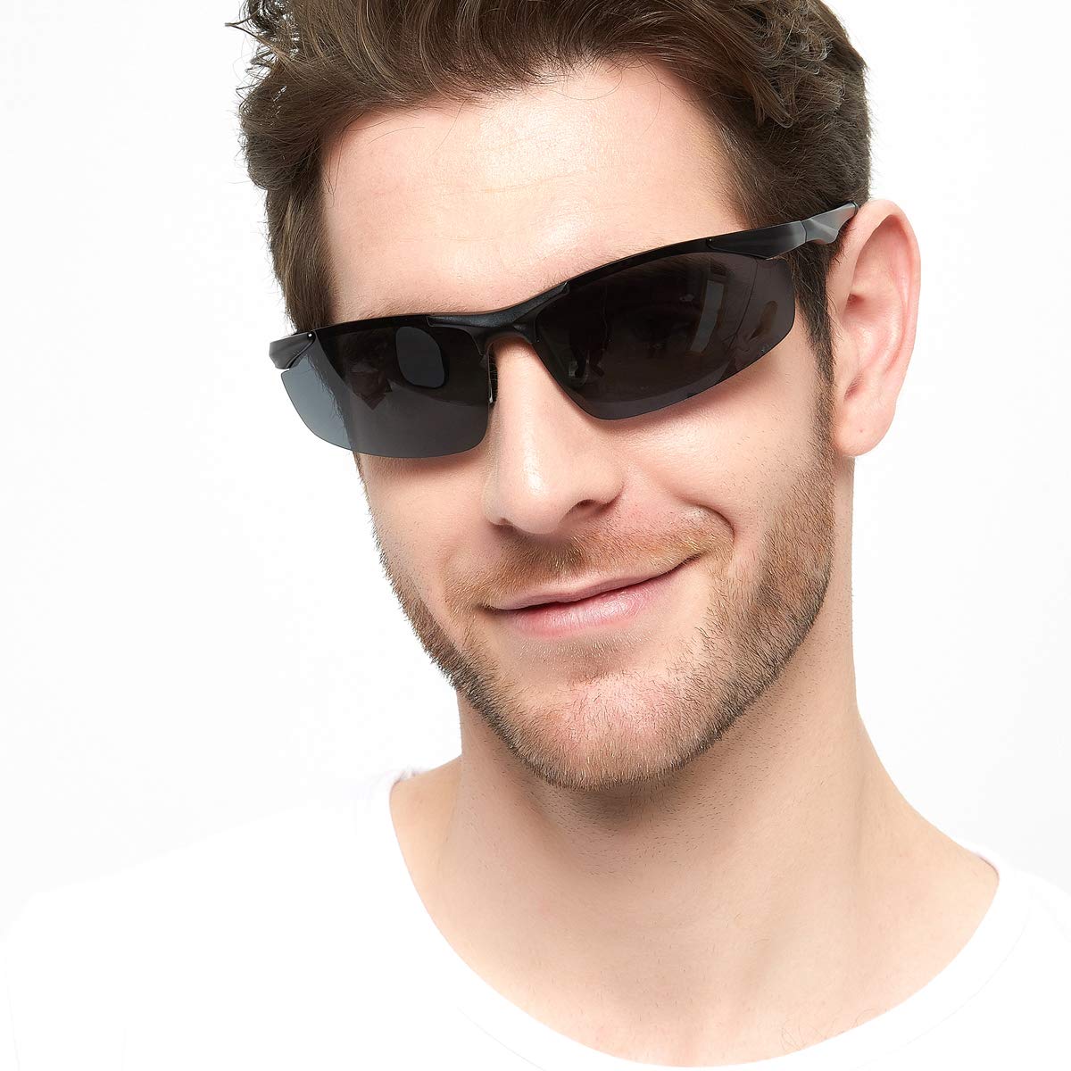 Men's Run Sunglasses Polarised, Black Wraparound Sunglasses Polarised for Men, Mens Sports Sunglasses for Fishing, Running, Driving,Sailing (Matt Black)