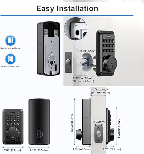 Miniatura 6 de Cerradura de seguridad para puerta delantera, cerradura inteligente WiFi integrada, control remoto de aplicación, no requiere puente, bloqueo