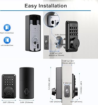 Smart Wi-Fi Deadbolt Door Lock, Keyless Entry Door Lock for Front Door