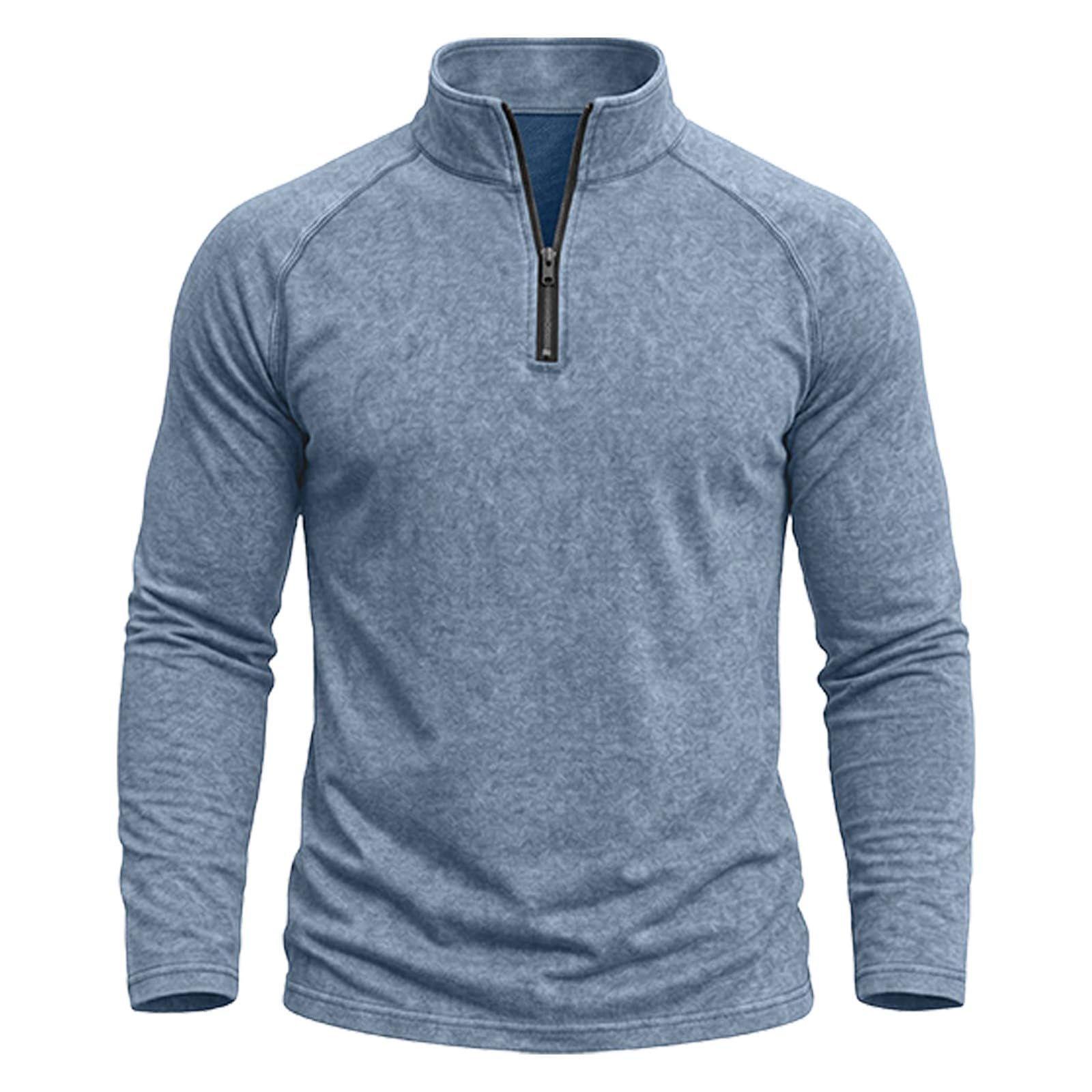 Herren-Poloshirt, 1/4-Reißverschluss, langärmelig, lässiger Pullover