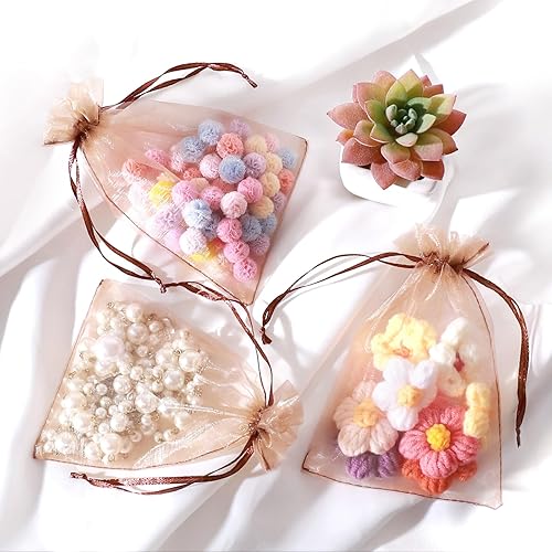 Miniatura 58 de Hopttreely 100 bolsas de organza transparente de alta calidad, bolsas blancas para recuerdos de boda, 4 x 4.72 bolsas de regalo de joyería