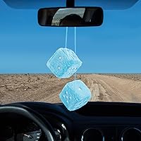 Vista 4 de Dados peludos para espejo de automóvil, par de dados retro de 2.75 pulgadas para espejo retrovisor con puntos negros para decoración