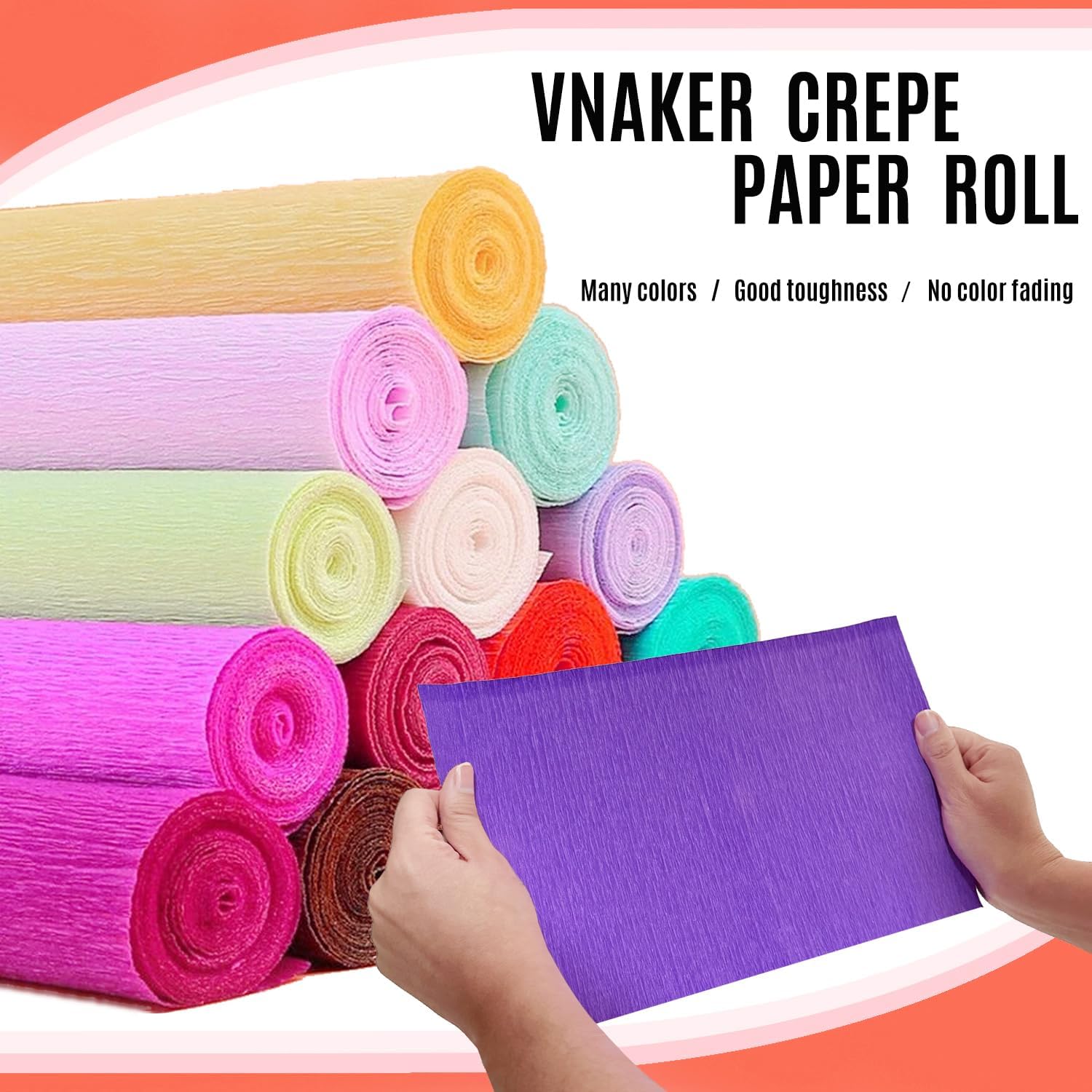 Orange Red Crepe Paper Roll 9.8 x 98 Inch 3 Rolls for Flower & Party Decor image 3