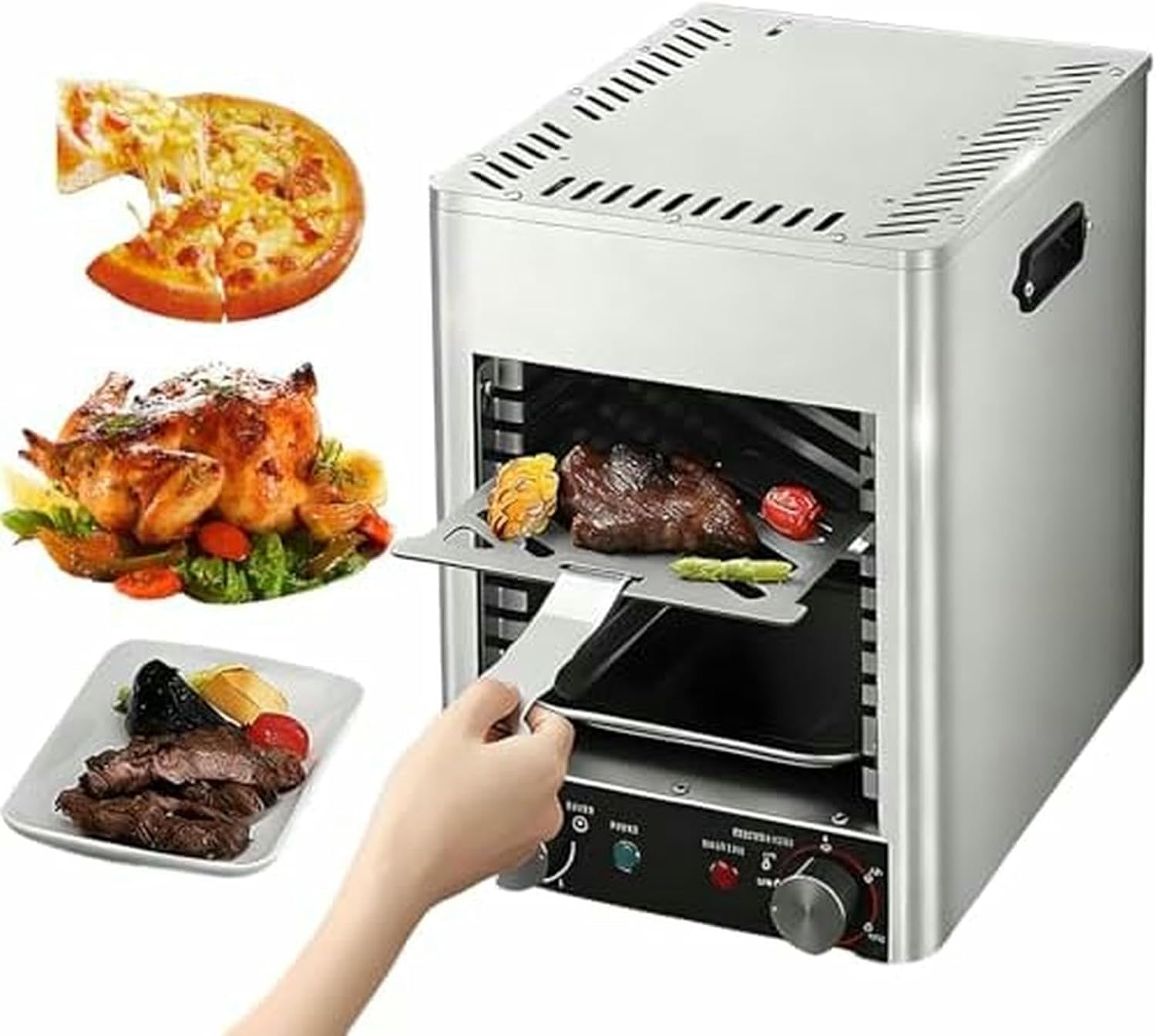1700W Electric Steak Broiler and Smokeless Indoor Grill, with 10-Tier Adjustable Rack, 10 Grilling Slots for Family BBQs