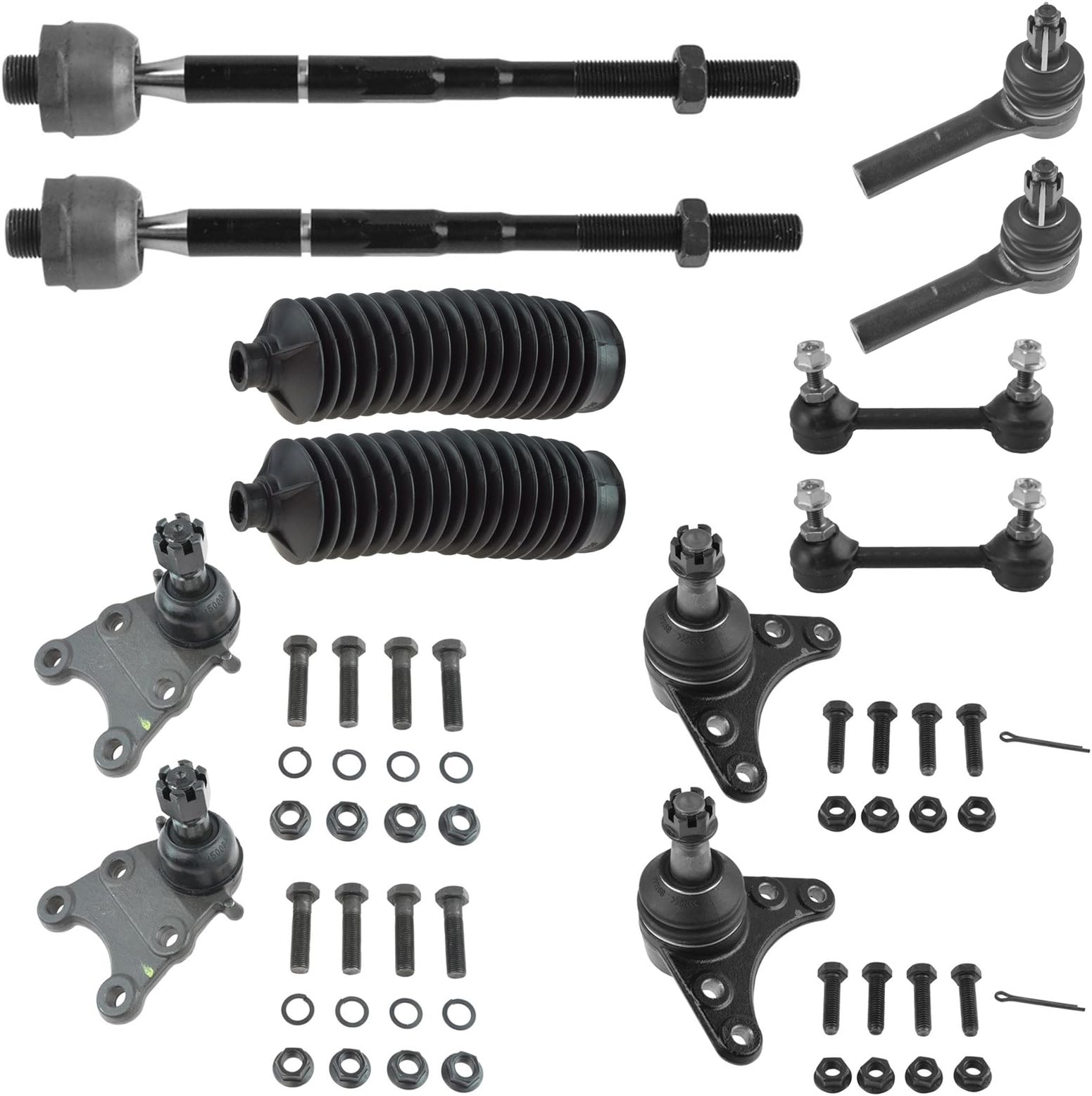 TRQ Front Steering & Suspension Kit Ball Joint Steering Rack & Pinion Bellow Sway Bar Stabilizer Link Tie Rod Compatible with 2004-2006 Chevrolet Colorado GMC Canyon