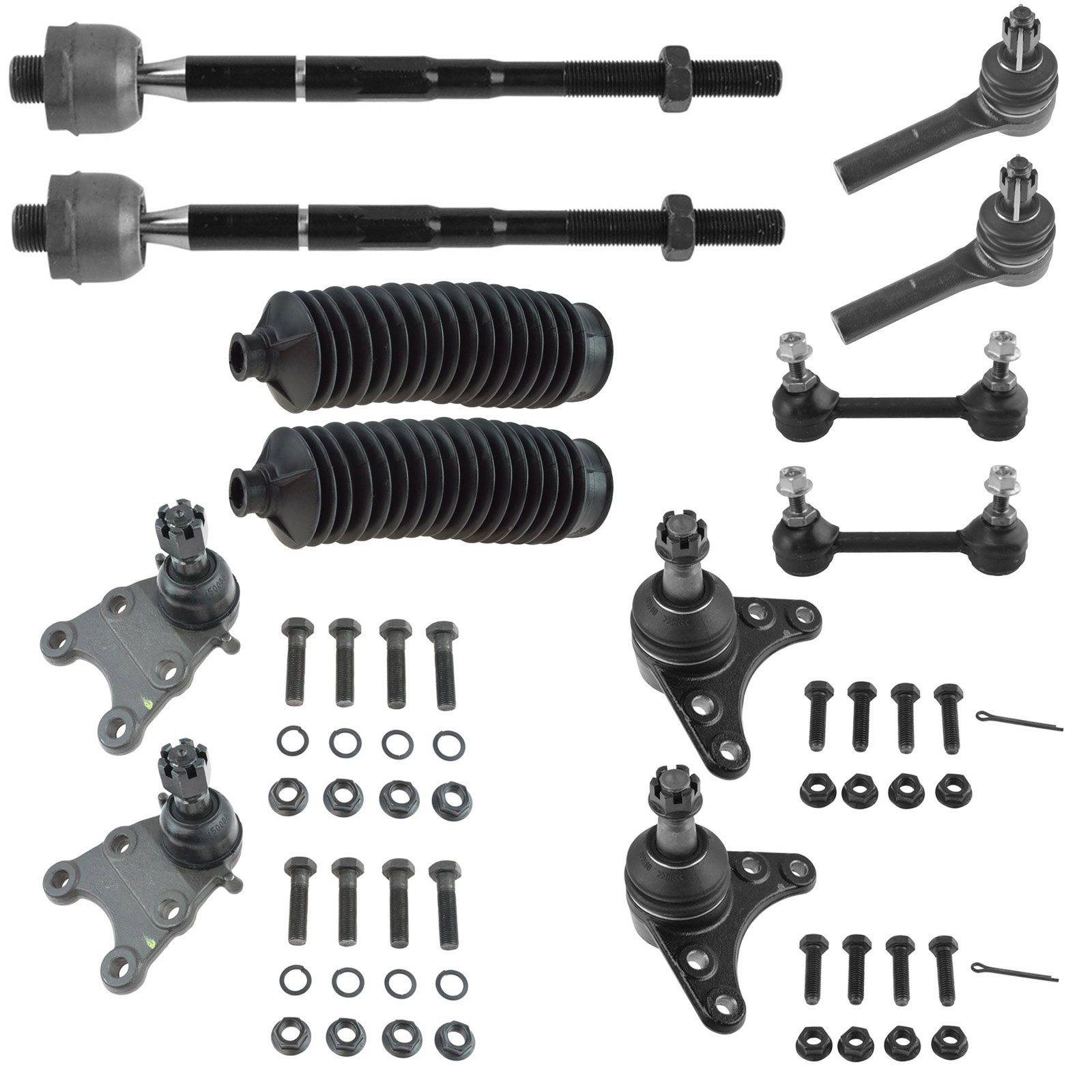 TRQ Front Steering & Suspension Kit Ball Joint Steering Rack & Pinion Bellow Sway Bar Stabilizer Link Tie Rod Compatible with 2004-2006 Chevrolet Colorado GMC Canyon