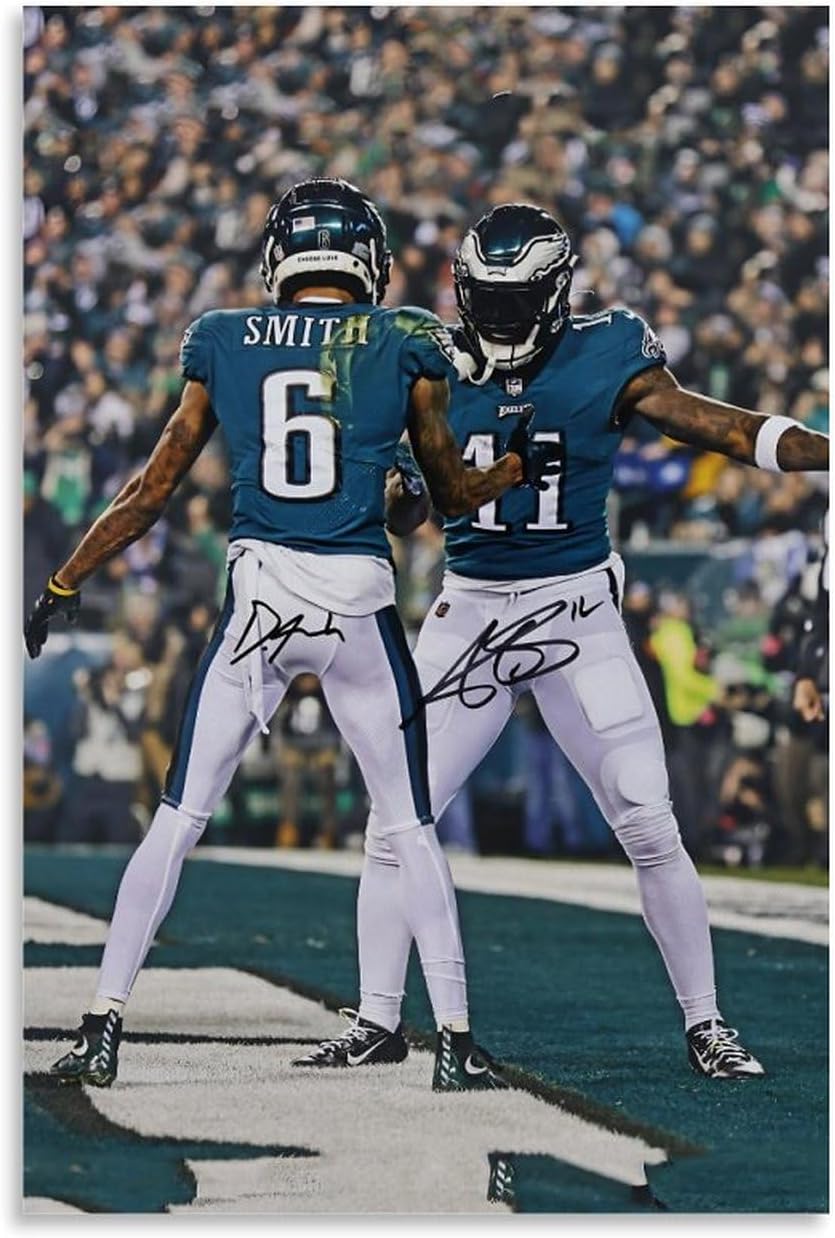 CCYJHBPF DeVonta Smith And AJ Brown Sports Athlete Autographs Canvas Poster Bedroom Decoration Sports Scenery Office Decoration Gift Unframe-style 16x24inch(40x60cm)