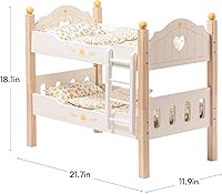 Vista 8 de ROBOTIME Literas para muñecas de bebé, cunas de muñeca para muñecas de 18 pulgadas, camas de madera para muñecas para niñas estadounidenses