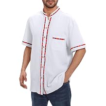 FYMNSI Men's Mexican Guayabera Shirt Short Sleeve Button Down Shirts Top Traditional Embroidered Folk Cinco De Mayo Outfits