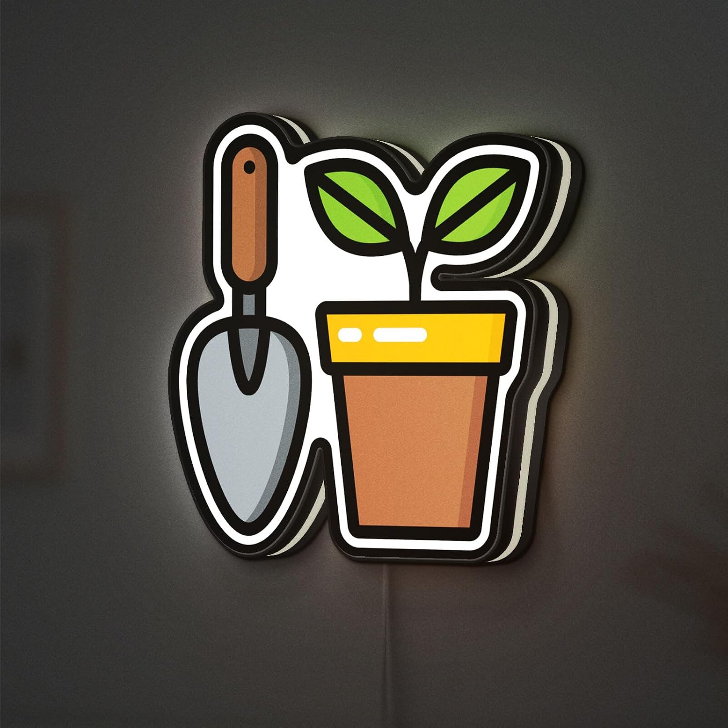 Gardening 3D Novelty Light Box, Custom Text Option, Agriculture and Sprout Lamp Decor for Plant Lovers, Gardeners and Green Thumb Homes (Width 8 inch, 20cm)