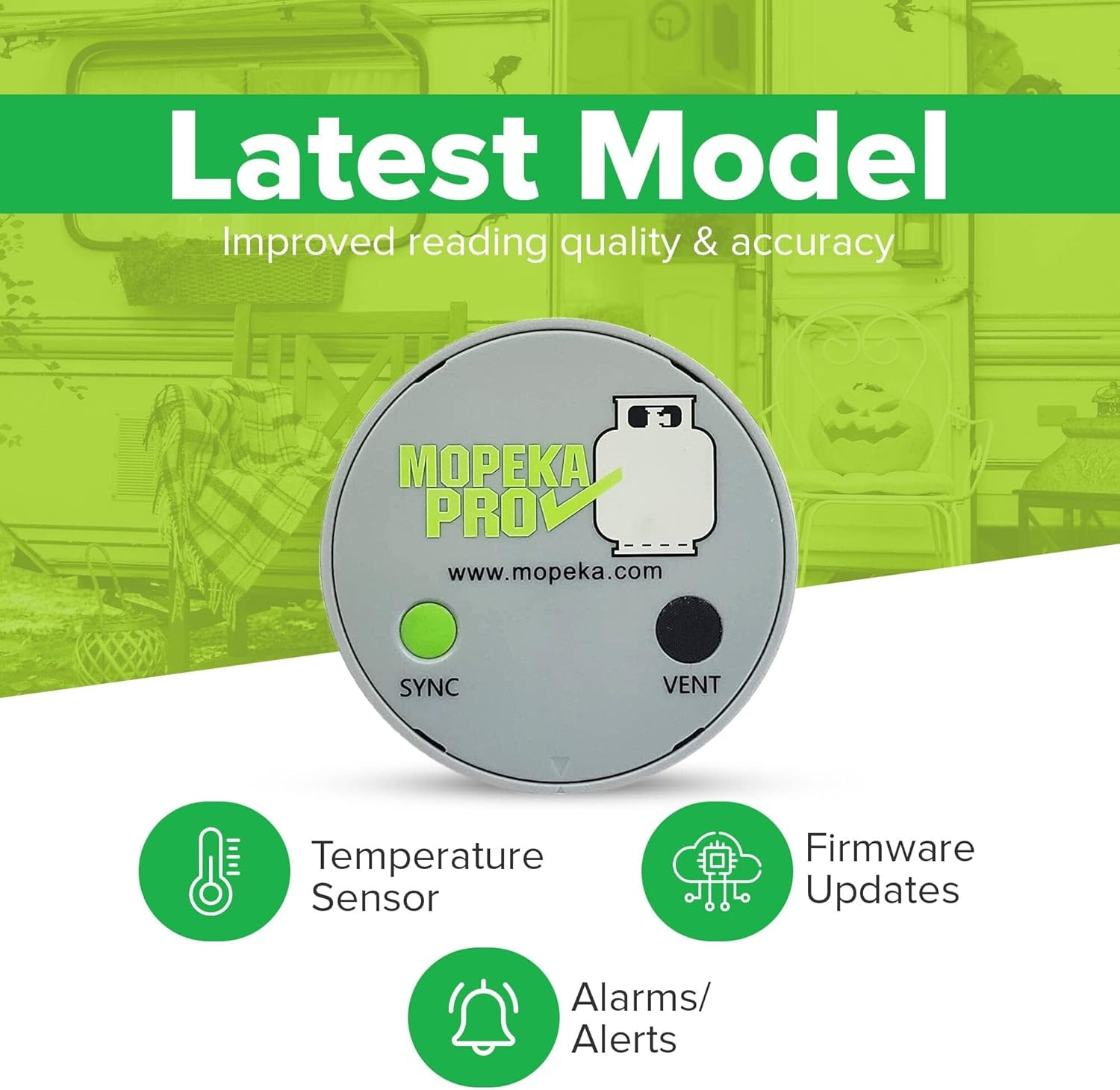 Mopeka Pro Check Bundle - 2 Pro Check Sensors, 1 LCD Display, 2 Tank Halos - Wireless Propane Gauge for Your Dual RV Tanks - Monitor Propane Levels Inside Your RV on The LCD Display or App