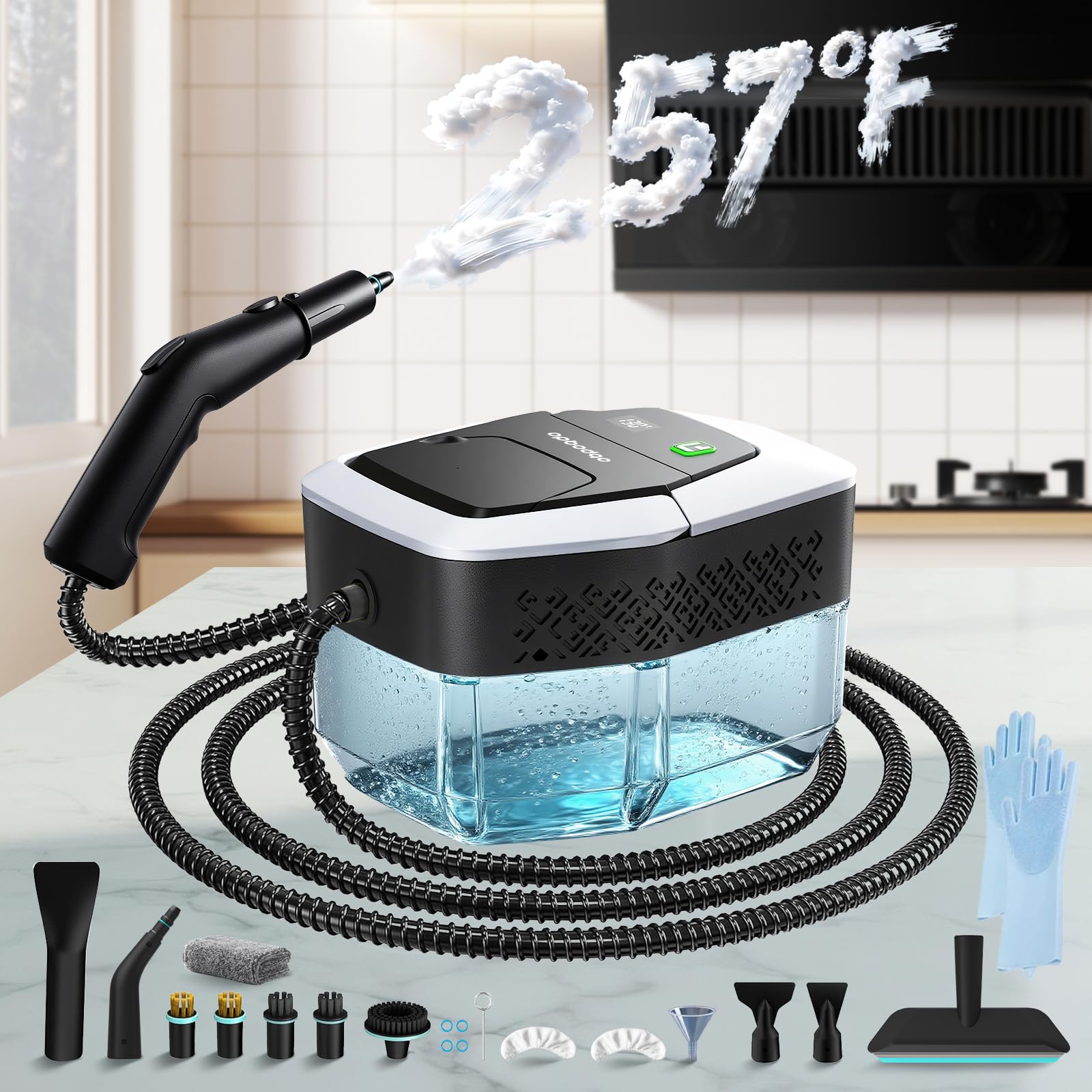 Handheld Steam Cleaner for Home High temperature 257 F 1 9qt Water Tank 178 in Extended Cleaning Distance