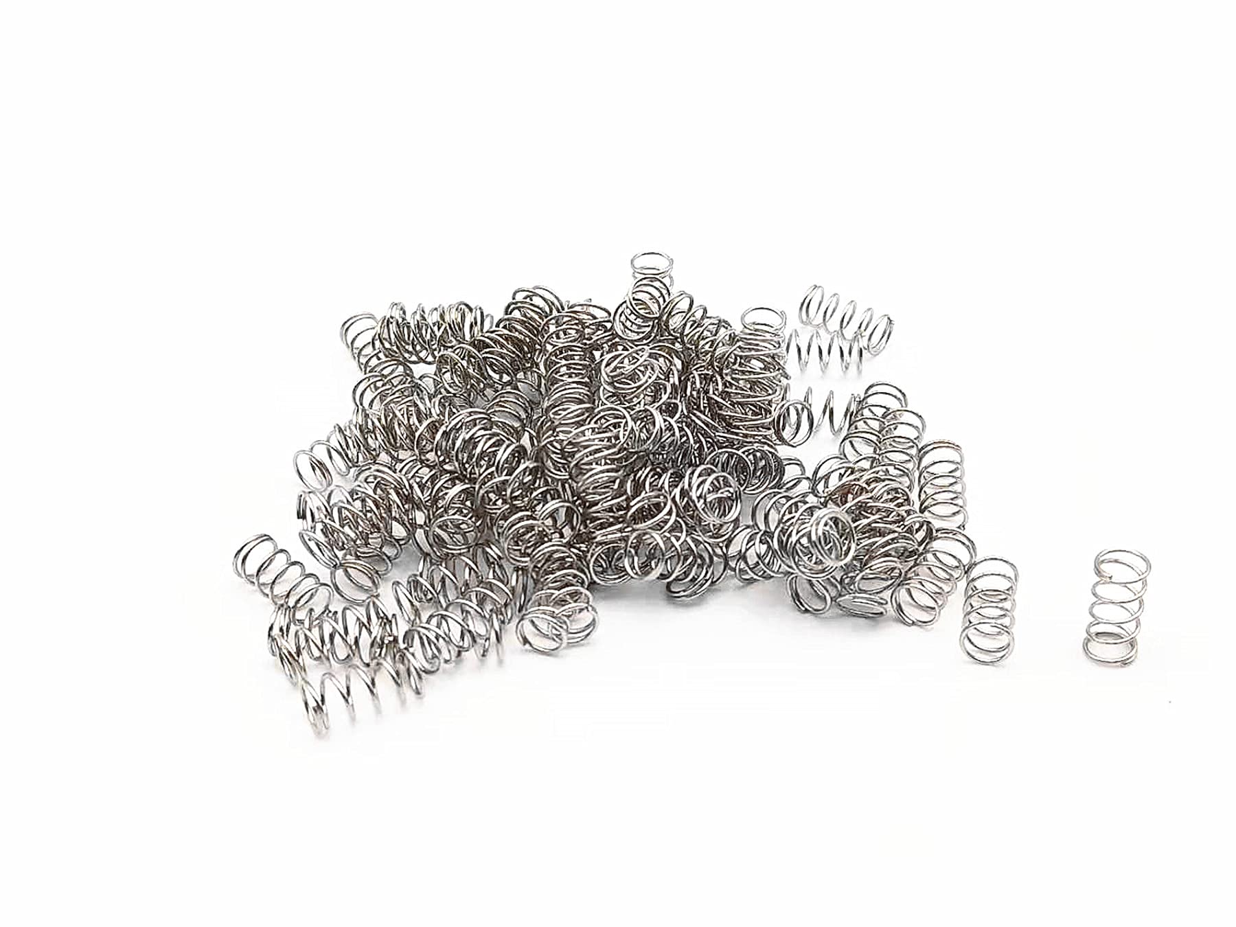 Wire Diameter 0.5mm Total Length 10mm Outer Diameter 5mm Metal Compression Spring Silver Tone 50 Pcs