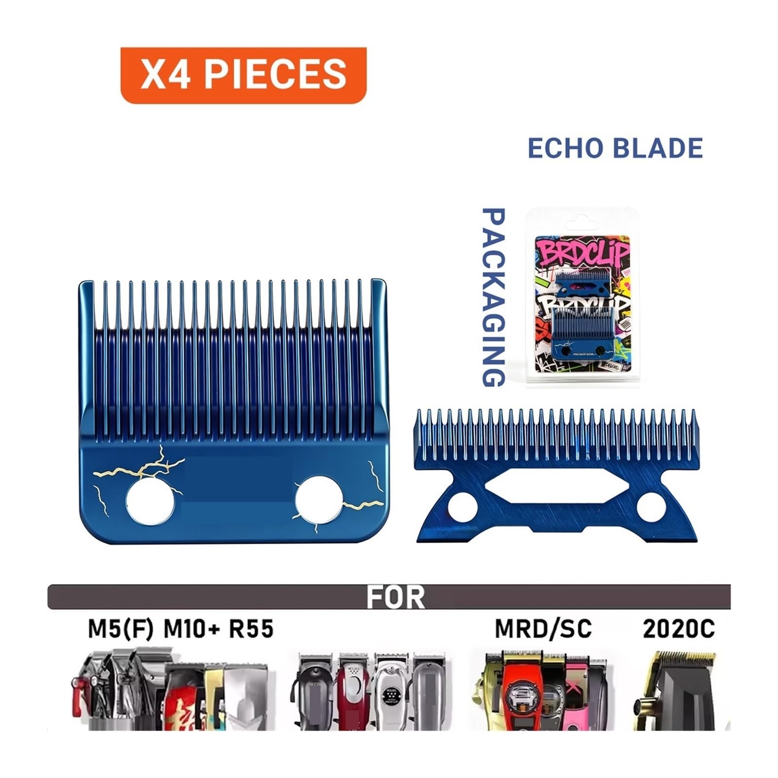 Cuchillas for Cortar El Pelo, Compatibles Con BRDCLIP,FADE,Compatible Con Echo,BRD 106 FA1C M10 8148 X1 V003 V285, Accesorios De Acero Al Carbono(4PCS 808C blade)