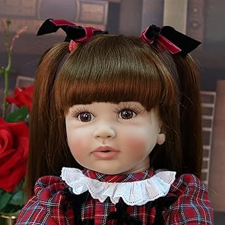 SHENGX Bebê Reborn Menina 20 Polegadas 50cm Sorriso Olhos,roupa marrom avermelhada de boca aberta Reborn Boneca De Silicone Original Uma Garrafa E Chupeta Magnética,Girl