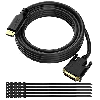 Gold-Plated DisplayPort to DVI Cable - 20 FT, DP to DVI-D Male to Male Converter, 1080P@60Hz, for PC, Desktop, Laptop, HDTV, Projector, Monitor, with 25 Ties