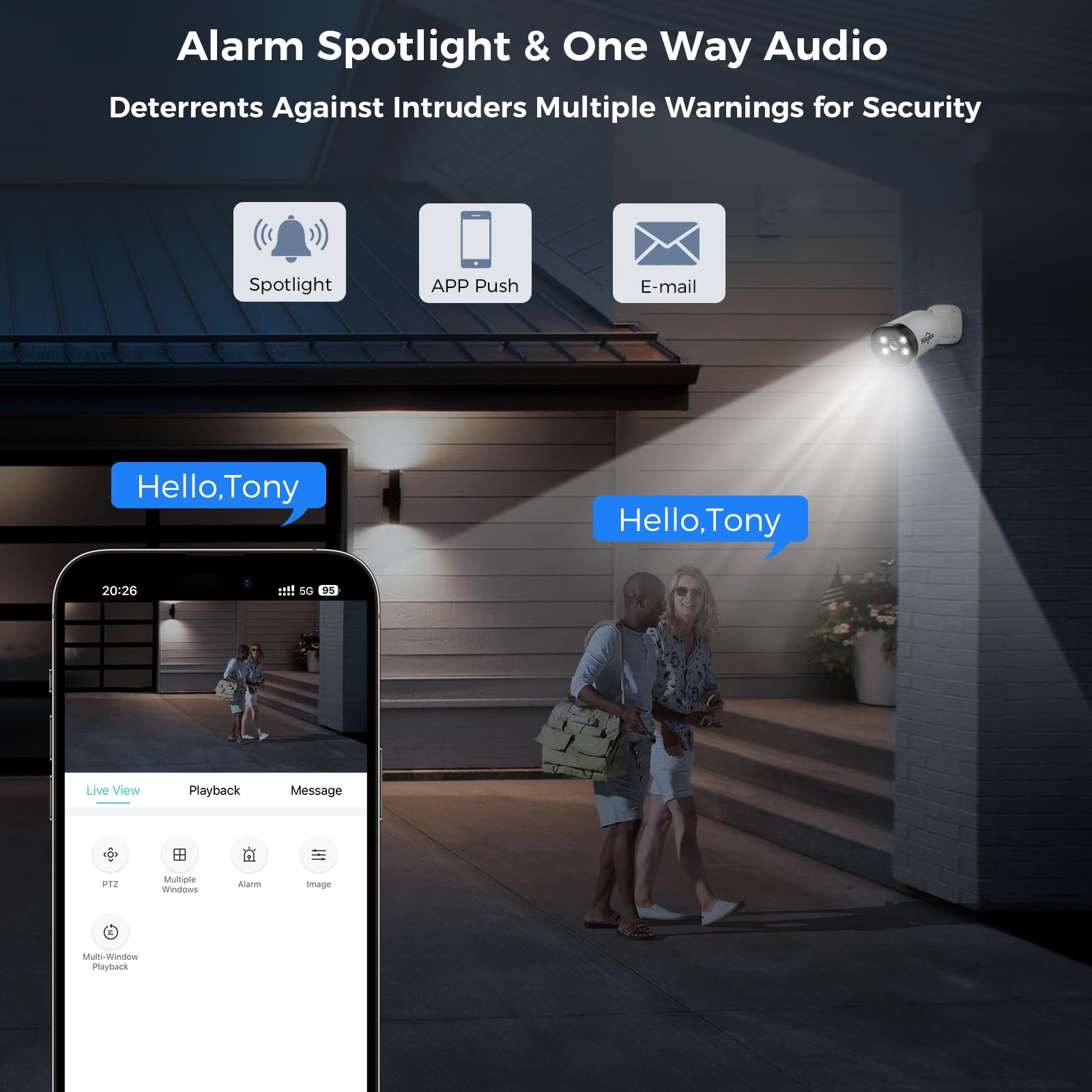 Hiseeu - Sistema de cámara de seguridad con cable 4K para exteriores con audio, luz dual inteligente, detección de vehículos y humanos, disco duro de 3 TB, kit DVR de vigilancia 4K 8CH, cámaras