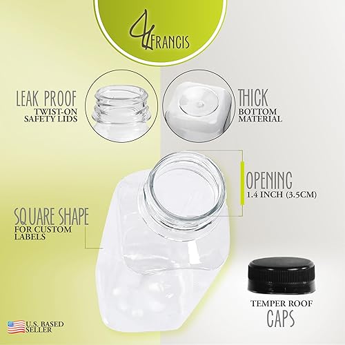 Miniatura 4 de G Francis Botellas de plástico pequeñas con tapas en negro, paquete de 35 recipientes de agua de 16 onzas, botellas de plástico vacías con tapas