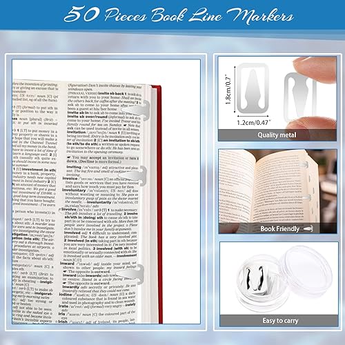 Miniatura 2 de DREMISI - Marcadores de línea de libros, 50 piezas de metal, dardos de libro, marcadores de página de libros, marcadores de latón, clips plateados,