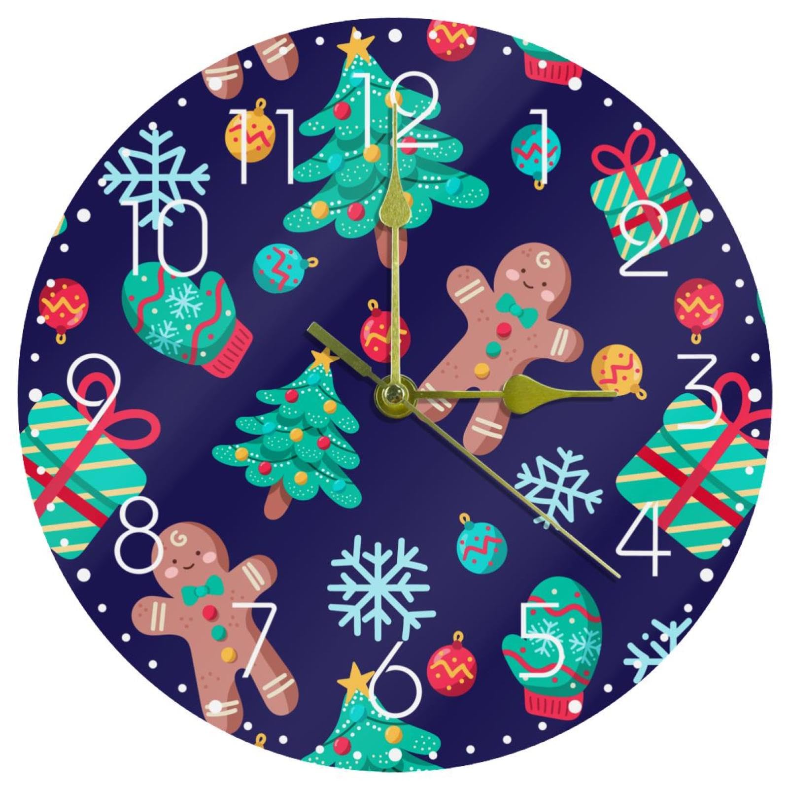 Horloge murale silencieuse de 25 cm sapin de Noël pour salon