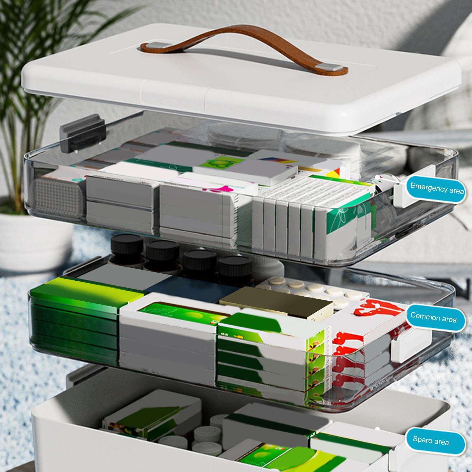 Box pillola con manico, organizzatore di pillole multistrato Organizzatore | per la famiglia, attrezzatura da viaggio leggera per il campeggio, bagno