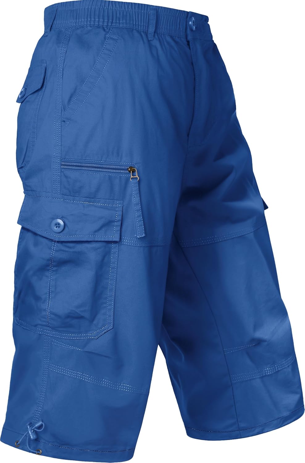 MAGCOMSEN Mens Cargo Shorts Long Capri Elastic Below The Knee 3/4 Cotton Casual Summer Shorts with Pockets