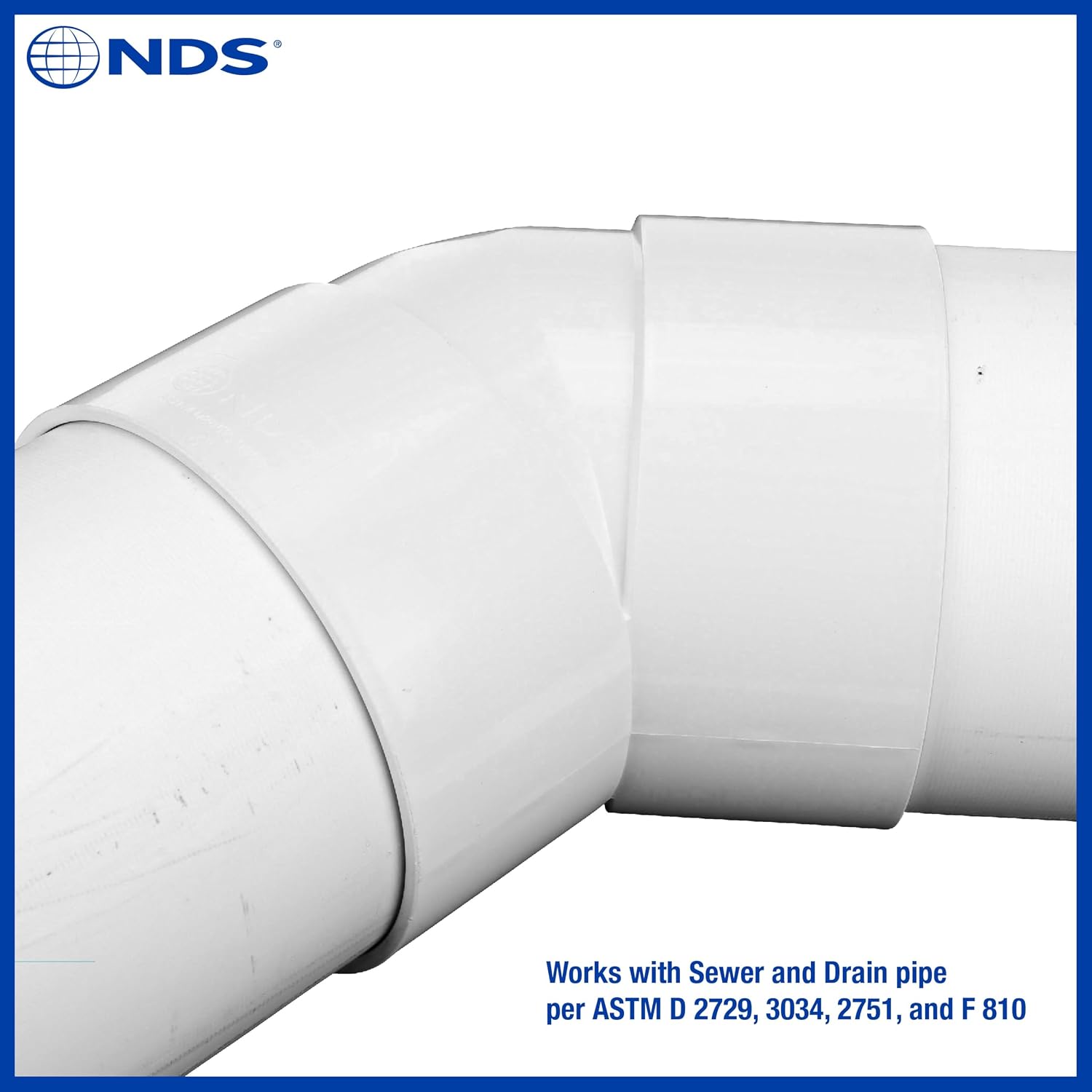 NDS 6P03 PVC 45-Degree Elbow, 6-Inch, for Hub X Hub Solvent-Weld Connections, for Use with 6-Inch Sewer and Drain Pipe, White