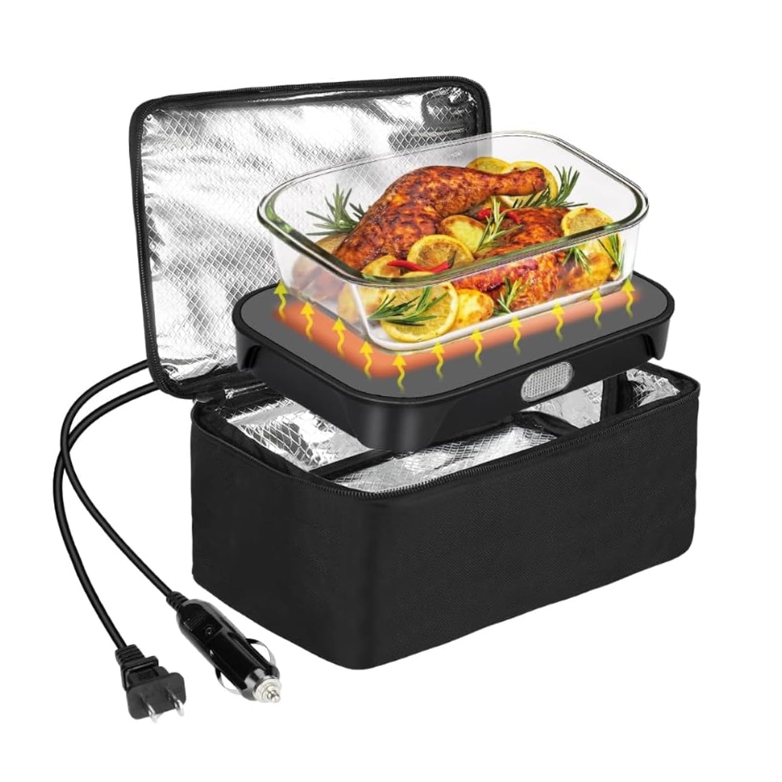 Forno portatile – 12 V/24 V/110 – 120 V, mini scaldavivande elettrico da 80 W, per viaggi, auto, camion, hotel e ufficio