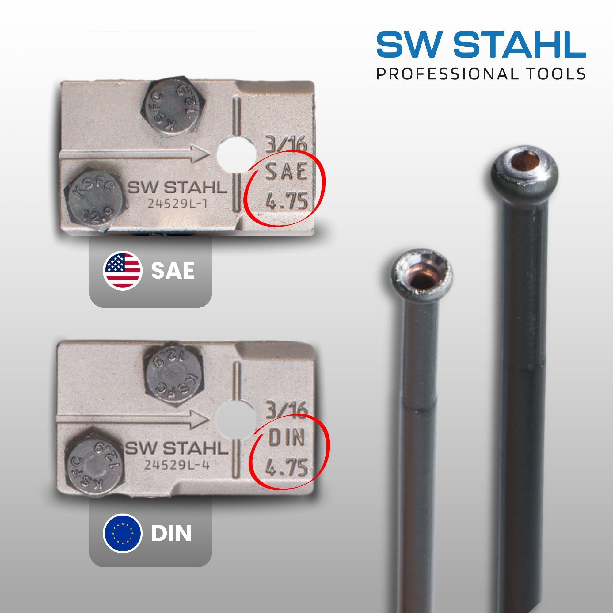 SW-Stahl 24529L Mechanisches Bördelgerät für Bremsleitungen 4,75 mm | Manuelles Bördelwerkzeug nach SAE & DIN Standard - 3/16 Zoll Set für KFZ Werkstatt - Präzise Bremsleitungsbearbeitung