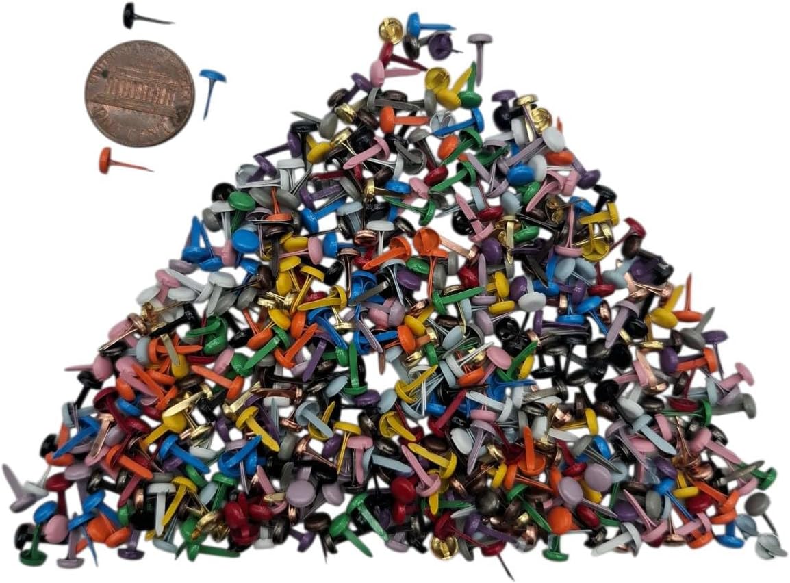 LLY 500 Pcs Mini Metal Brads 4.6mm Round Head Paper Fasteners with Box, 16 Colors Mixed for Scrapbooking, Card Making, DIY Paper Crafts and Decoration (4.6 x 9.2 mm)