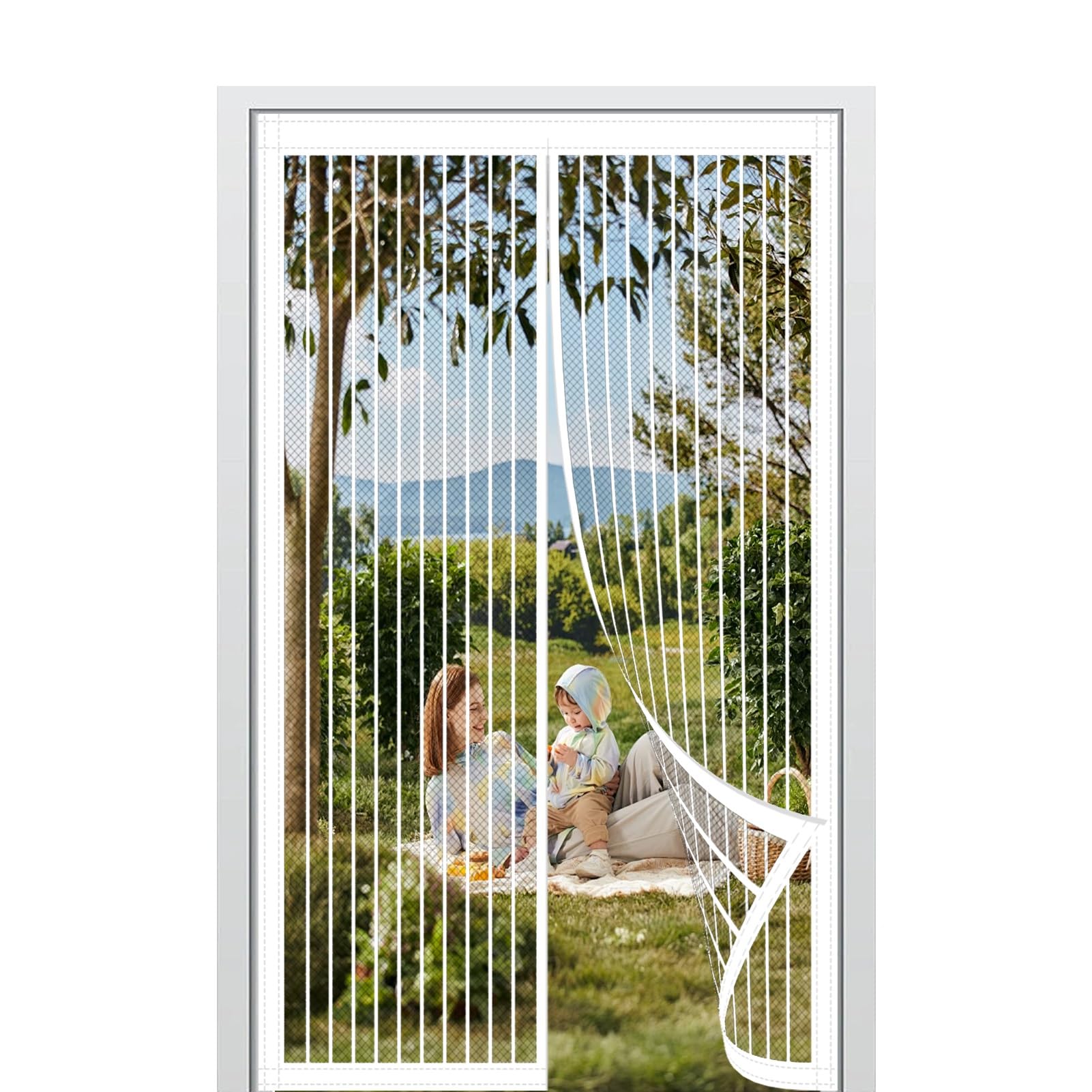 Yxrs White Magnetic Fly Screen Door 131 X 193 Cm Keep Bugs Out & Lets Fresh Air In Fly Screen For Doors No Without Drilling Suitable For Patio Doors Balcony Bedroom,