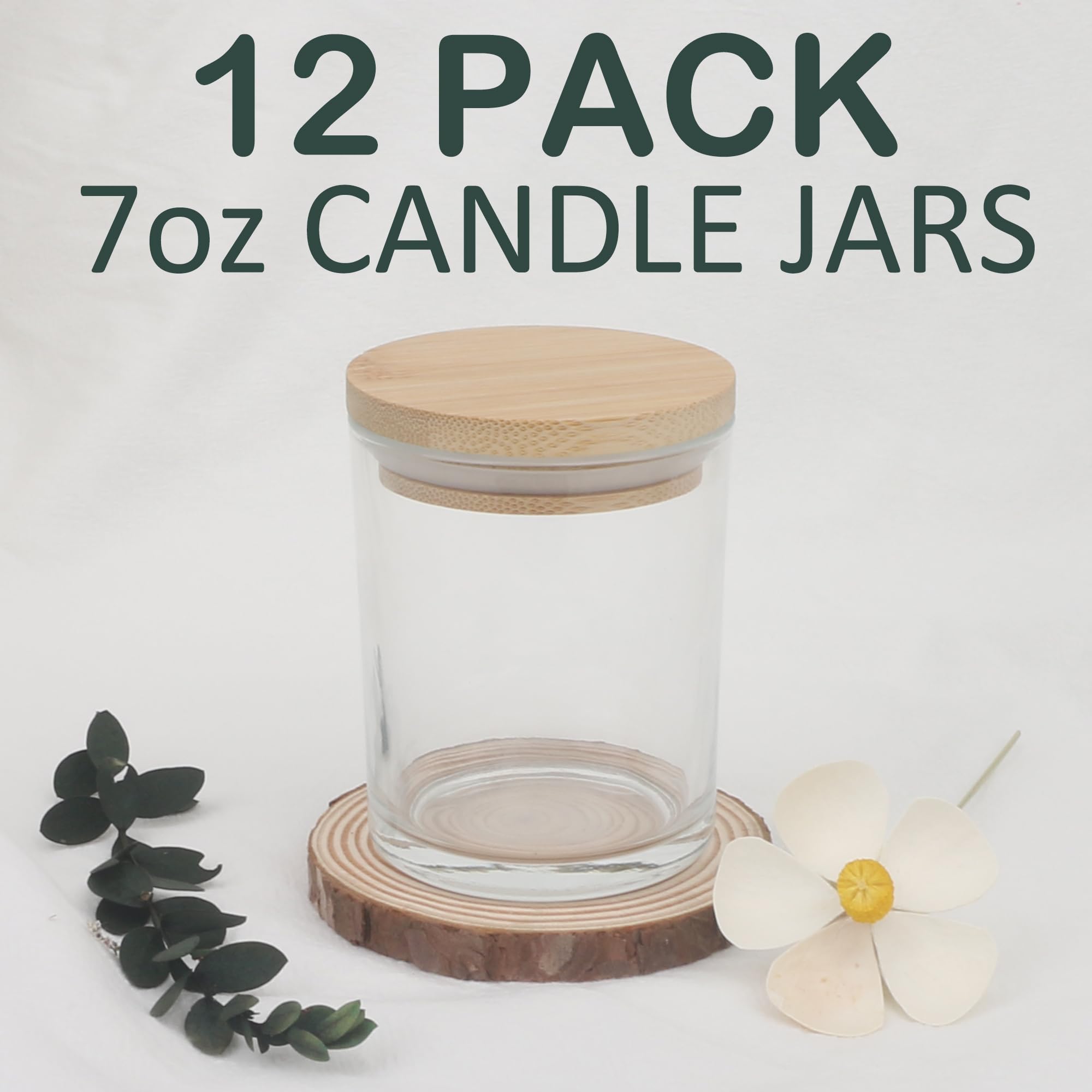 MILIVIXAY Lot de 12 pots à bougies vides en verre transparent de 200 ml avec couvercles pour la fabrication de bougies, d'épices, récipients à poudre
