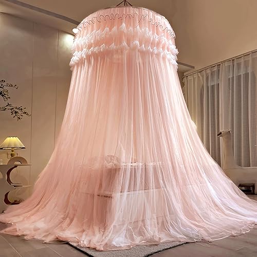 Vista 40 de Kertnic Toldo de cama con mosquitera para niñas, toldo de princesa, cortina de cama de malla fina transparente, toldos de cama para niños y adultos