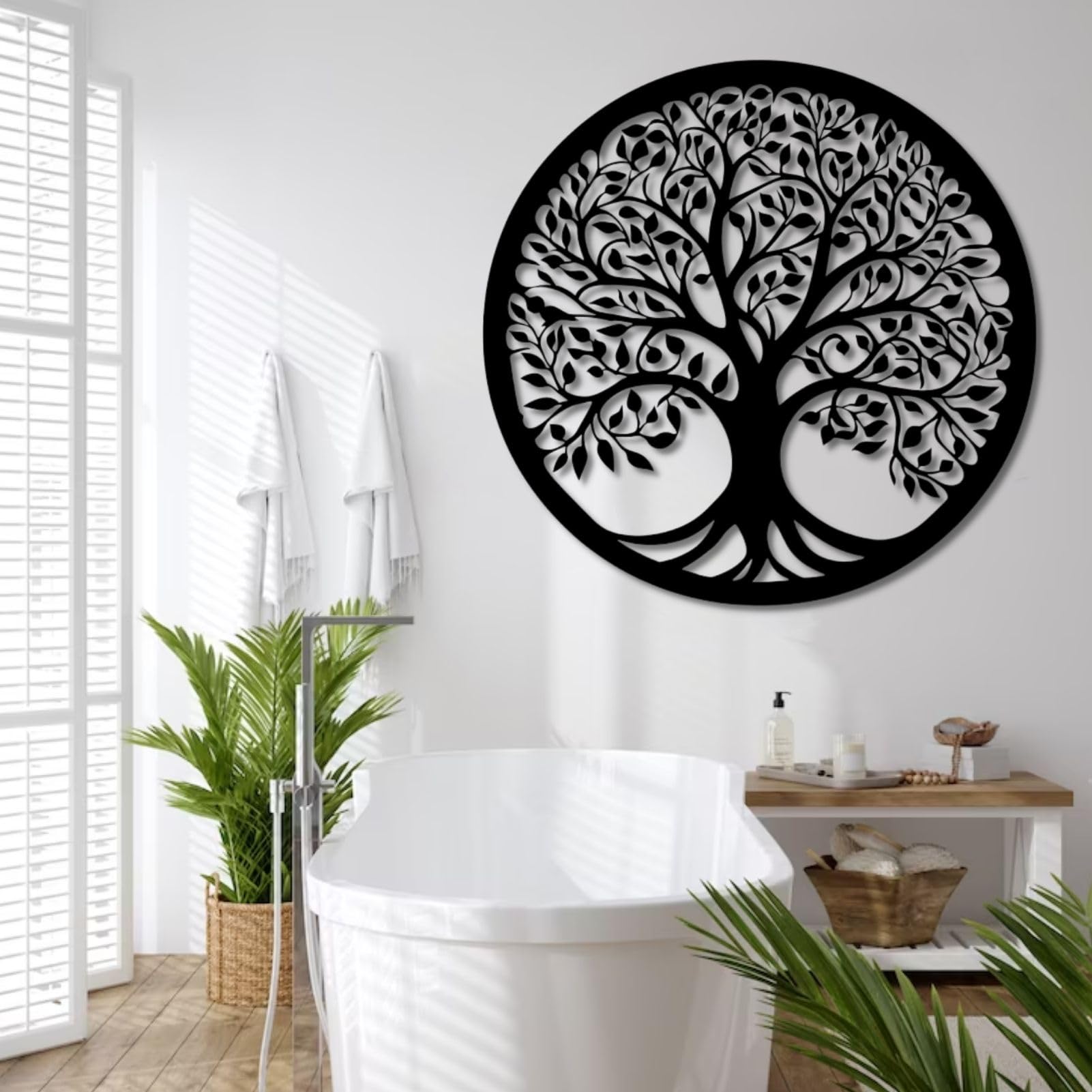 Arte de pared de árbol de la vida, decoración de pared de árbol de la vida, arte de pared de árbol de metal, decoración de pared de árbol genealógico, decoración de pared de metal negro grande para