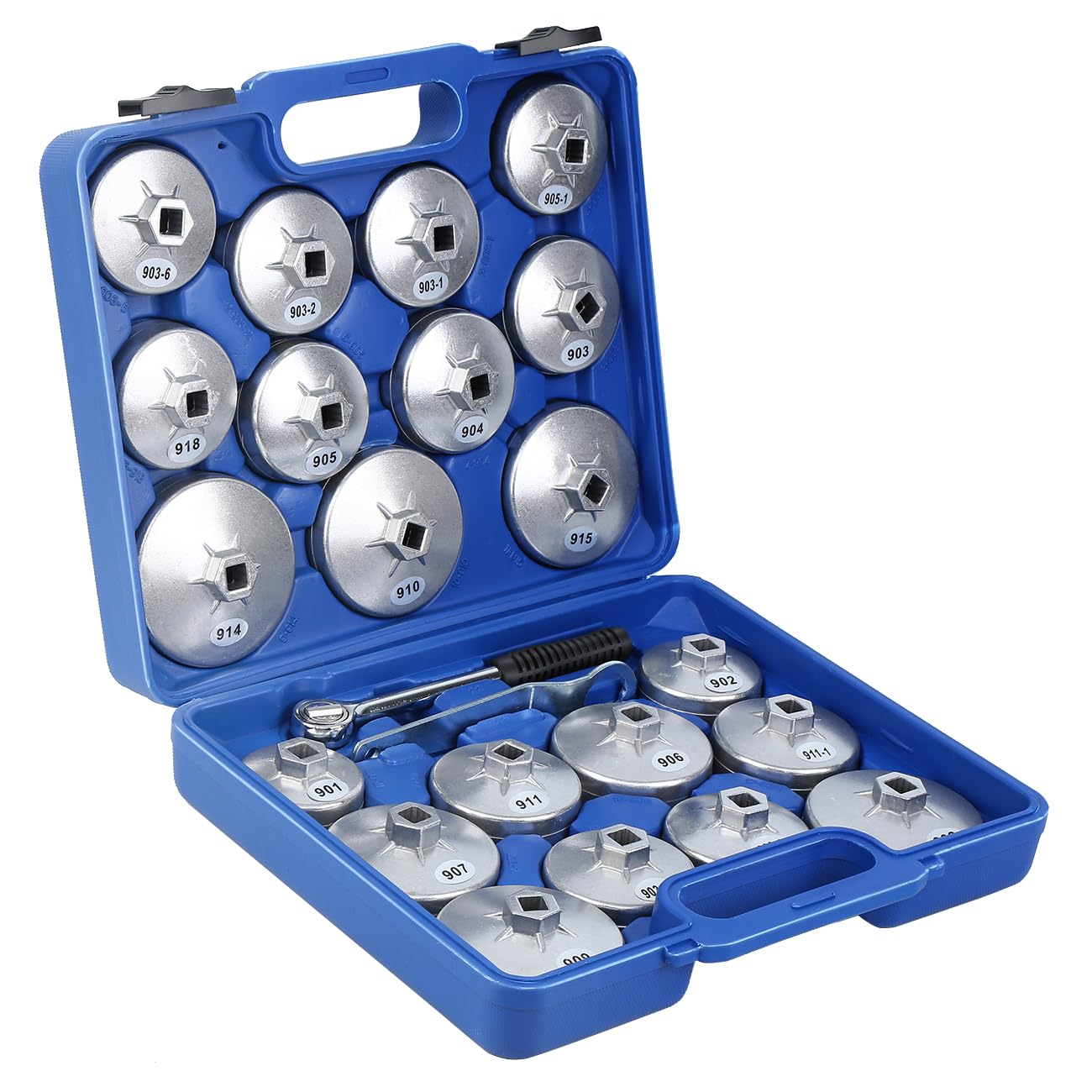 Juego de 23 tapas de filtro de aceite de aluminio, herramientas especiales, cambio de aceite, herramienta universal, 65-101 mm