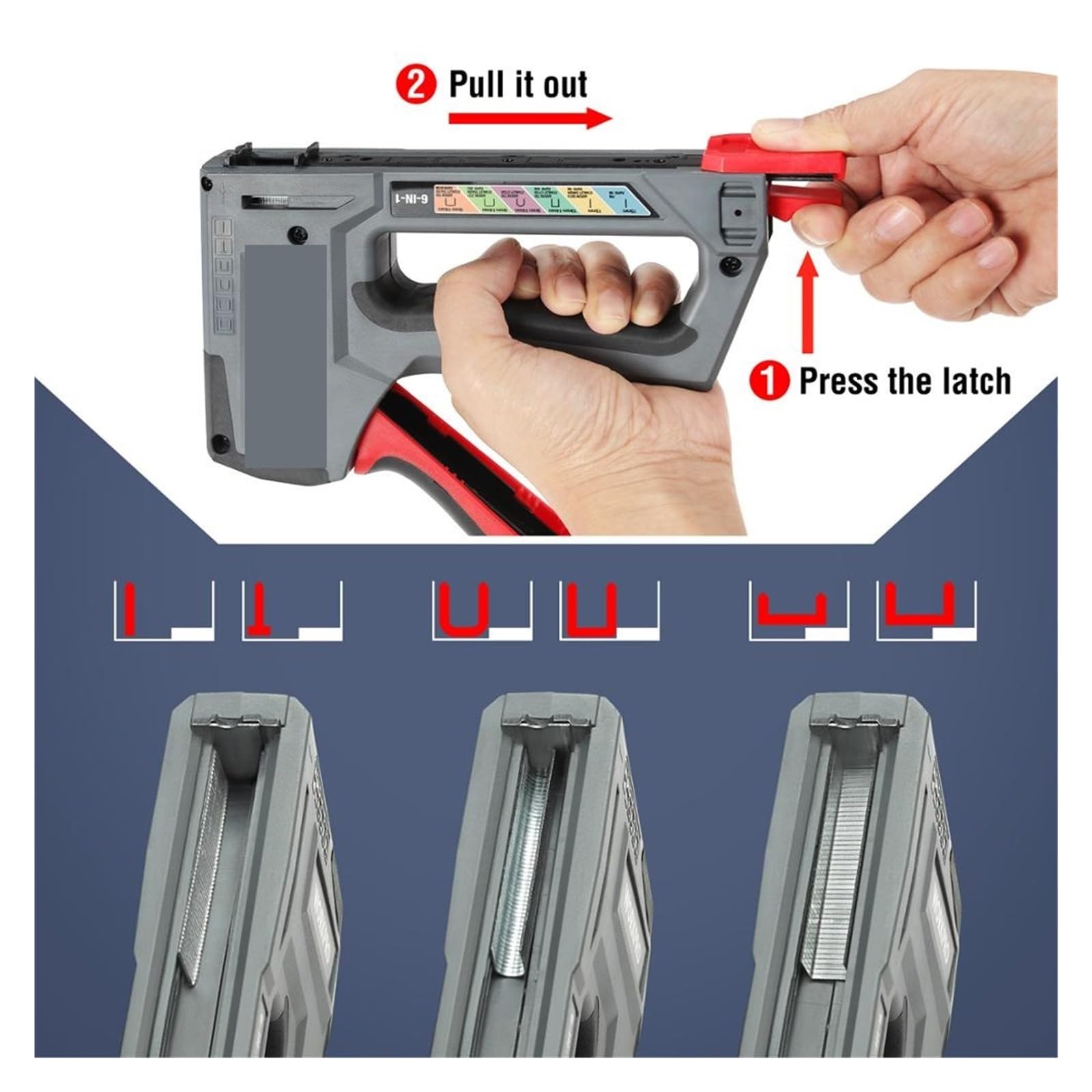 Pistolet do gwoździ, 6 w 1 zszywacz pistolet do gwoździ ręczny zszywacz zszywacz tapicerka meble z tworzyw sztucznych gwoździarka narzędzie Heavy Duty zszywacz do domu