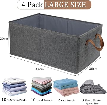 Storage Baskets, 4pcs Fabric Storage Box, 47*28*20cm