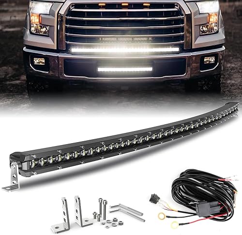 BraveWAY Barra de Luz LED Curva de 44 Pulgadas de Fila Única, Luz de Conducción para Todo Terreno, Haz de Luz LED Combo de Foco y Amplio Rango, Luz