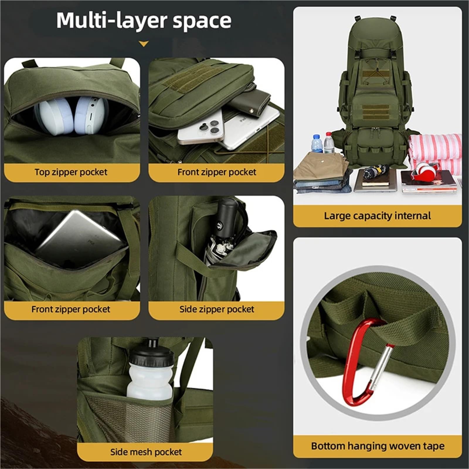 Mochila para exteriores Mochila de 90 litros for viajes, acampadas, equipaje, escalada al aire libre, senderismo, trekking, mochila grande for deportes montañismo