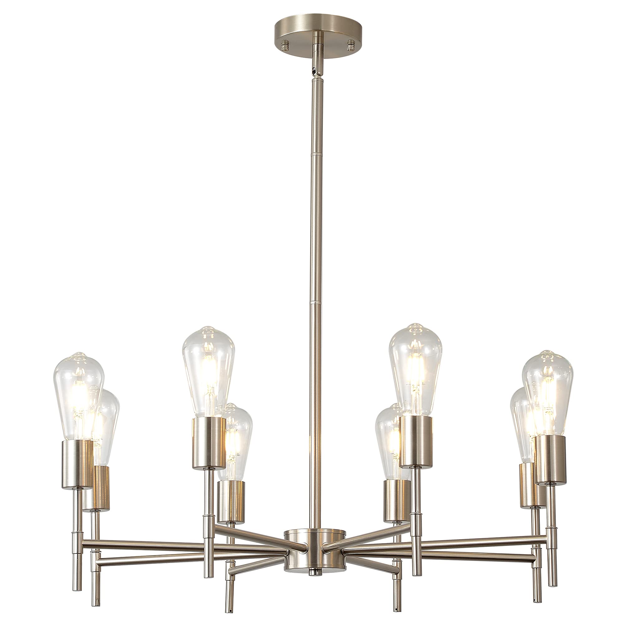 XILICON Brushed Nickel Sputnik Chandelier Mid Century Industrial Pendant Lighting 8 Lights Vintage Ceiling Light Fixture