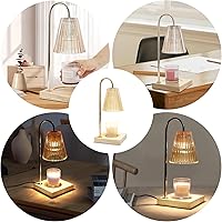 Vista 7 de LOTKEY Lámpara calentadora de velas, calentador de velas regulable con temporizador, 2 bombillas, base de madera, lámpara eléctrica de vela