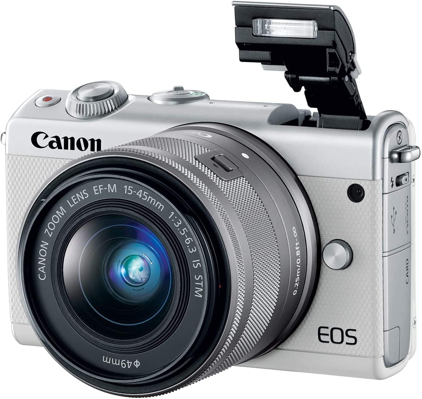 Canon EOS M100 Mirrorless Digital Camera - White with 15-45mm Lens (International Model)