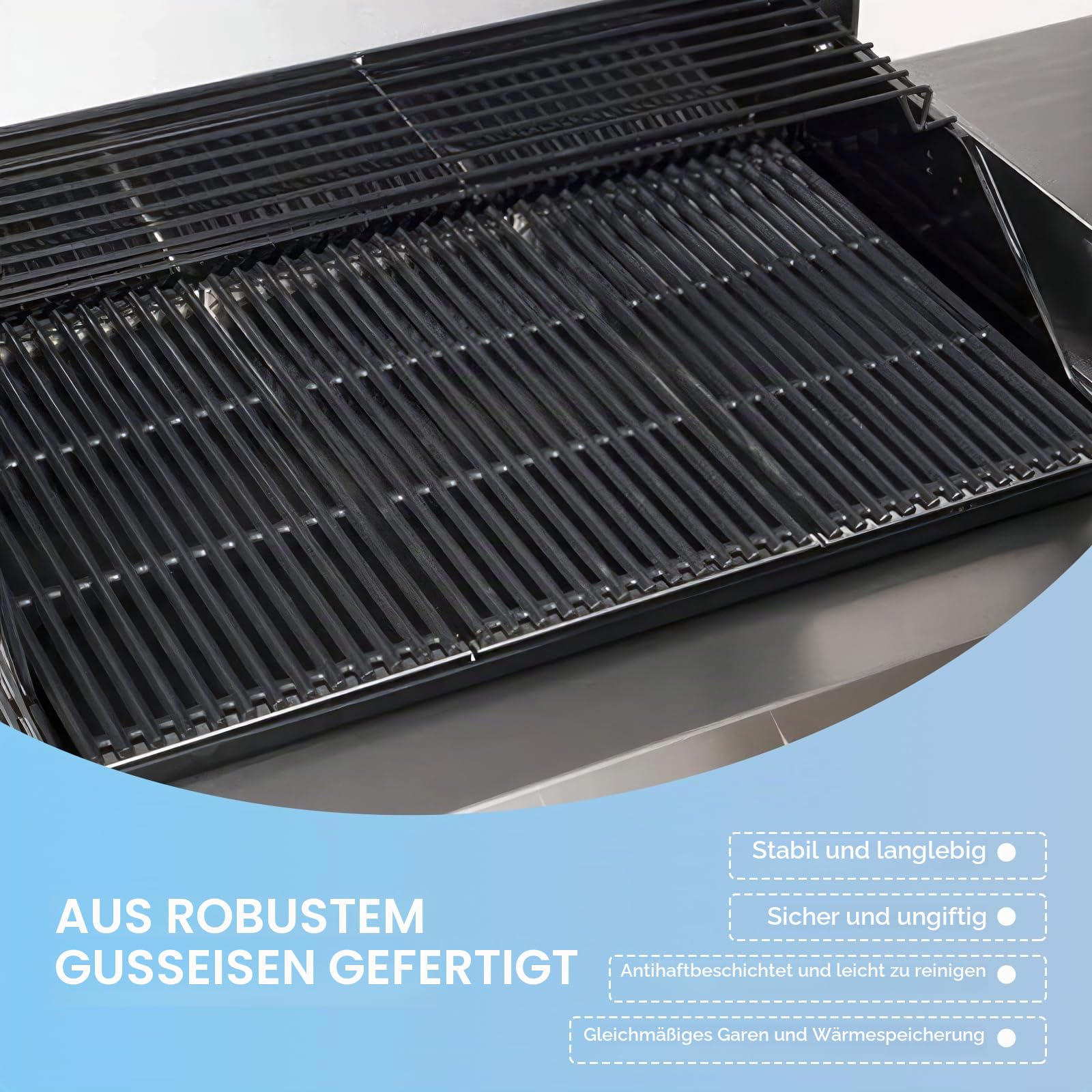 43,2 cm Grillroste für Charbroil Commercial Infrarot 463355220 463242516 463242515 466242615 463243016 463346017 3-Brenner Gasgrill, Gusseisen Grill Ersatzteile für Tru Infrarot GR 466-00 025-W1A | 463242515 463242516 463243016 463246018 463346017, 3 Guss